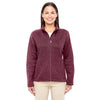 Devon & Jones Women's Burgundy Heather Bristol Full-Zip Sweater Fleece Jacket