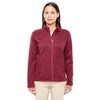 Devon & Jones Women's Red Heather Bristol Full-Zip Sweater Fleece Jacket