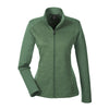 Devon & Jones Women's Forest/Forest Heather Newbury Colorblock Melange Fleece Full-zip