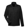 Devon & Jones Men's Black Heather Newbury Melange Fleece Quarter-zip