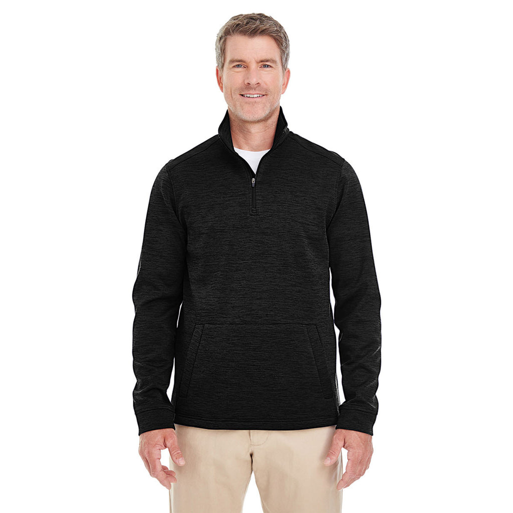 Devon & Jones Men's Black Heather Newbury Melange Fleece Quarter-zip