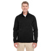 Devon & Jones Men's Black Heather Newbury Melange Fleece Quarter-zip