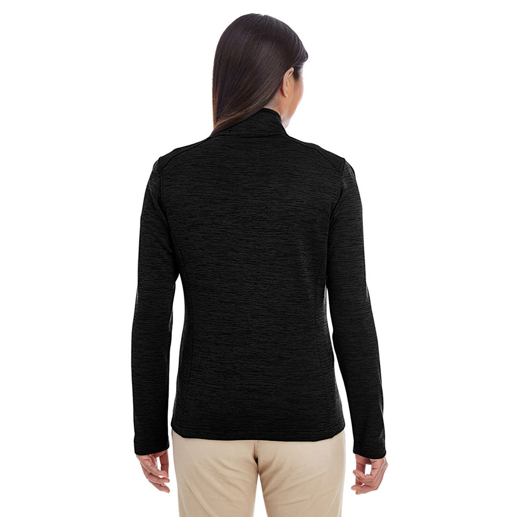 Devon & Jones Women's Black Heather Newbury Melange Fleece Quarter-zip