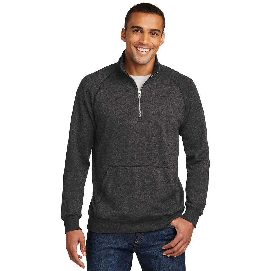 District Men's Heathered Black Lightweight Fleece Quarter-Zip