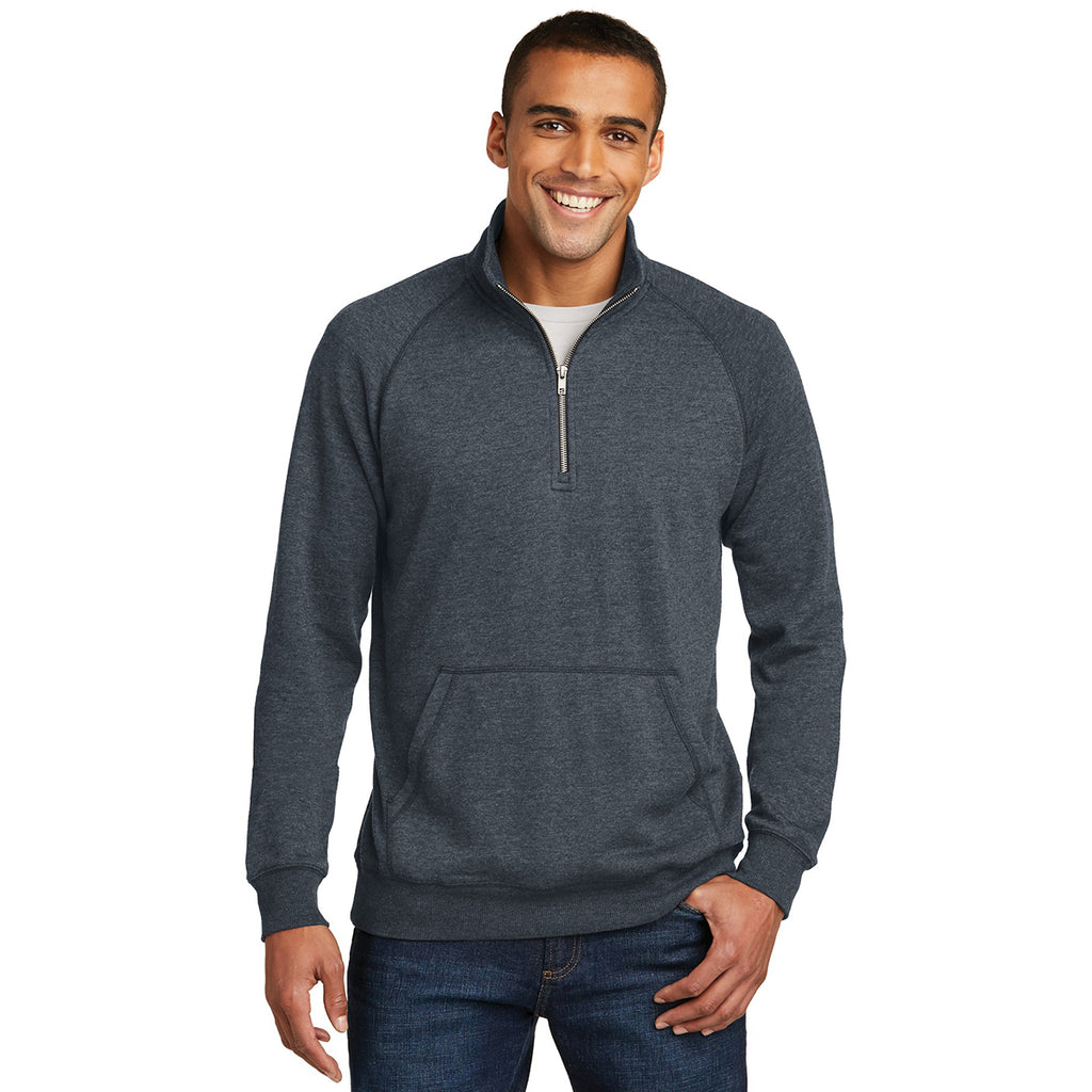 District Men's Heathered Navy Lightweight Fleece Quarter-Zip