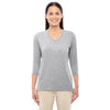 Devon & Jones Women's Grey Heather Perfect Fit Bracelet Length V-Neck Top