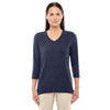 Devon & Jones Women's Navy Perfect Fit Bracelet Length V-Neck Top