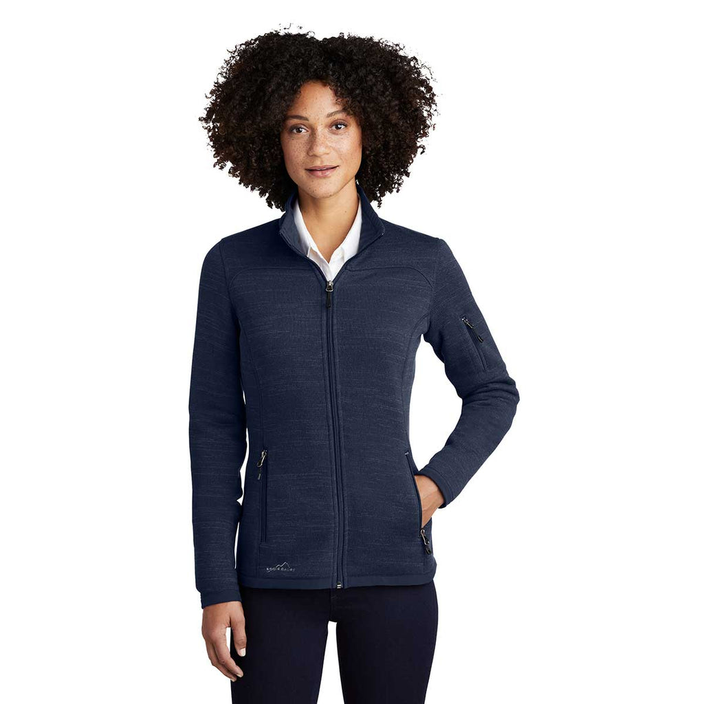 Eddie Bauer Women's River Blue Heather Sweater Fleece Full Zip