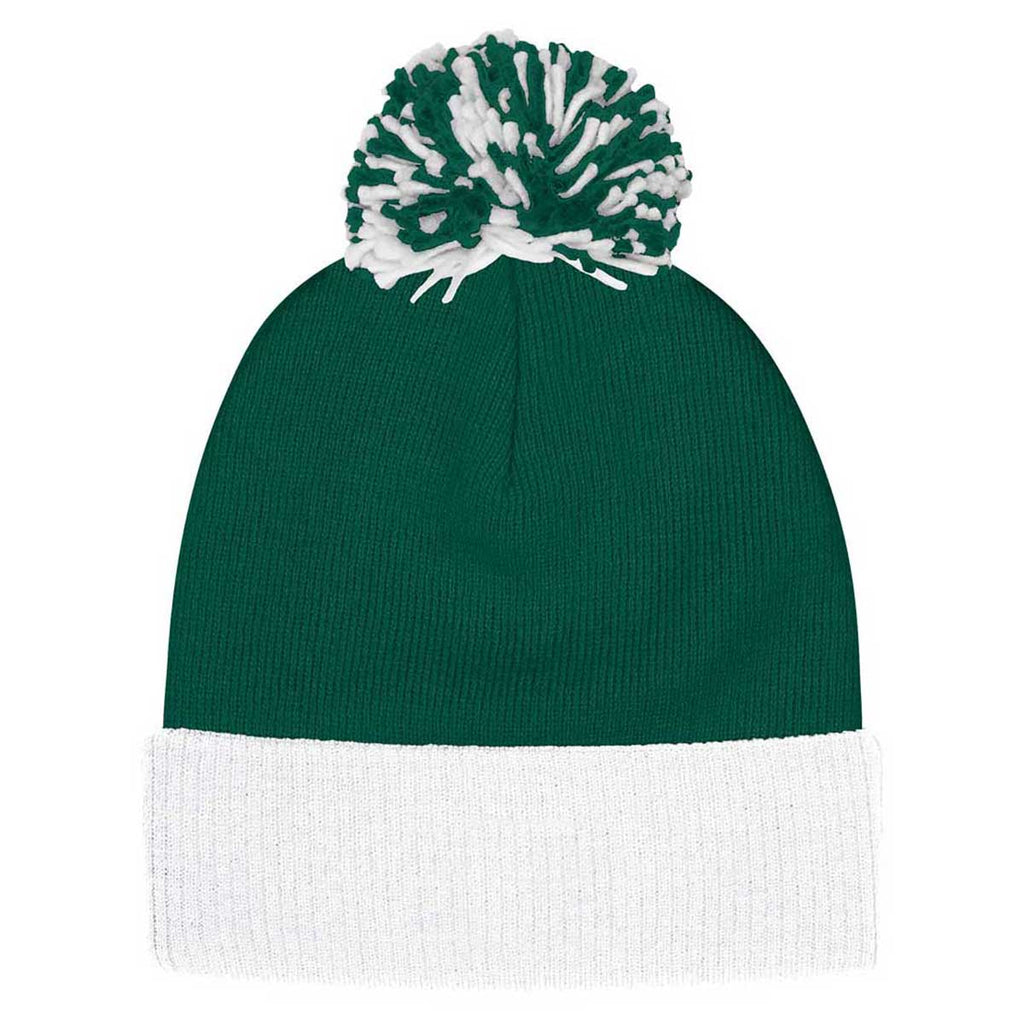 adidas Dark Green Cuffed Pom Beanie