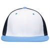 Pacific Headwear White/Navy/Columbia Blue Premium M2 Performance Trucker FlexFit Cap