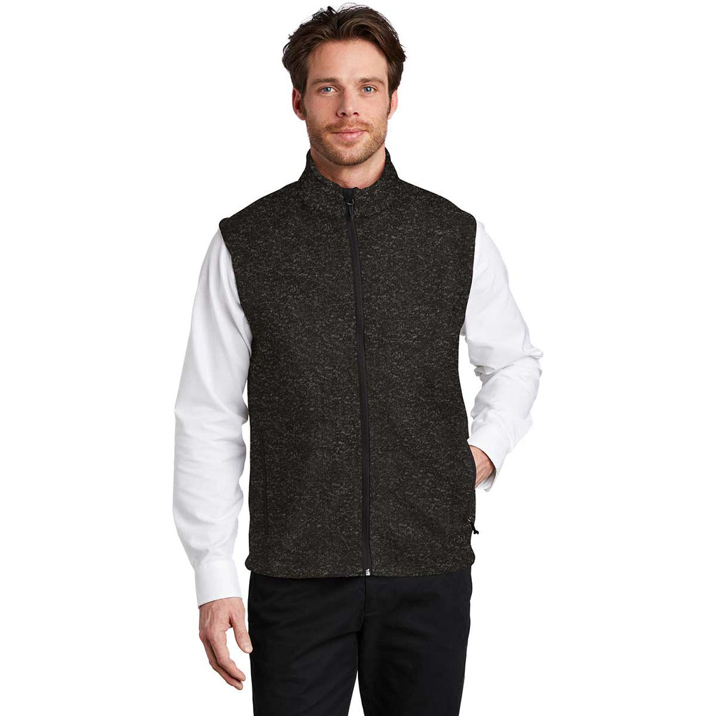 Port Authority Men's Black Heather Sweater Fleece Vest