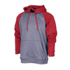 BAW Men's Heather Black/Red Raglan Sleeve Fleece Hooded