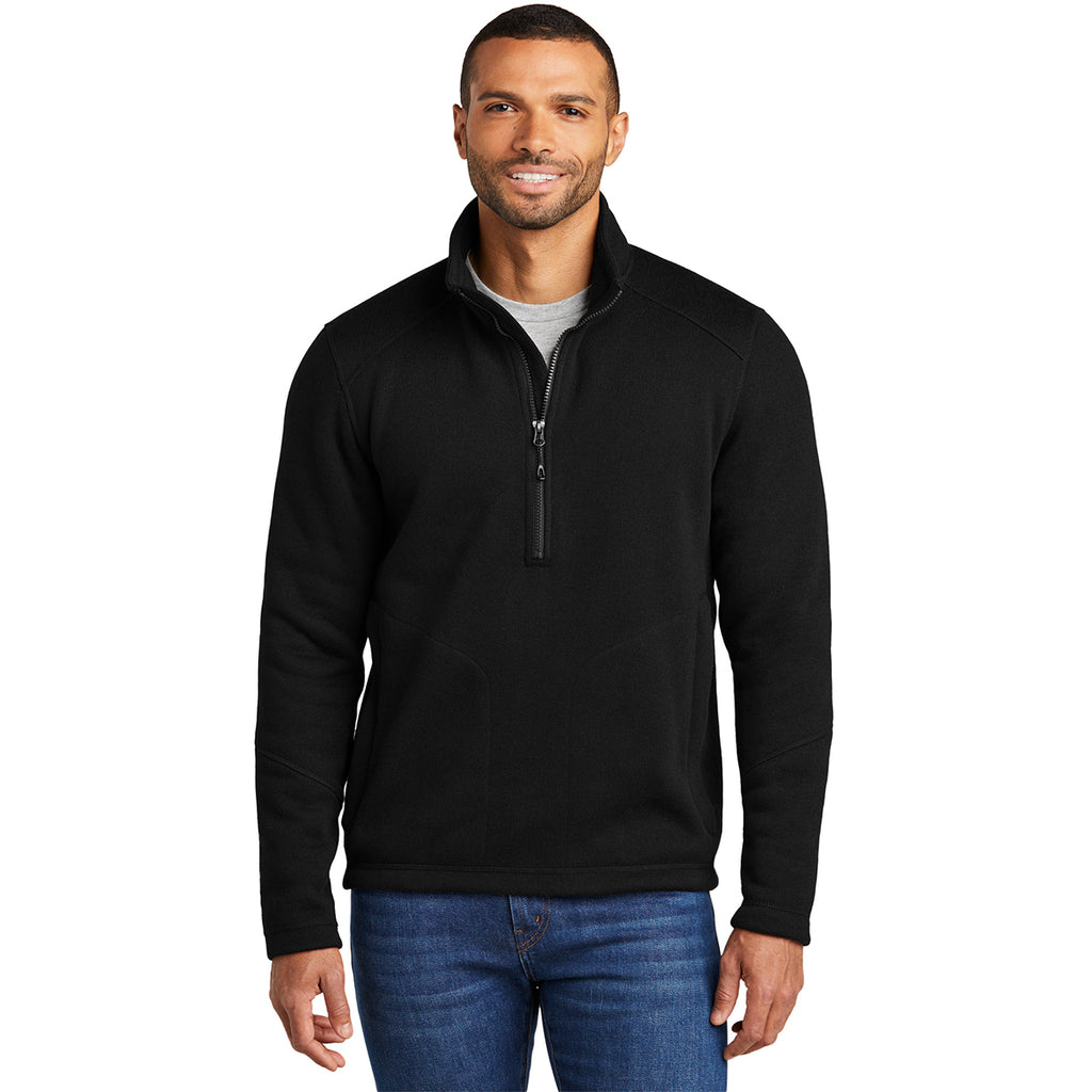 Port Authority Men's Deep Black Arc Sweater Fleece 1/4 Zip