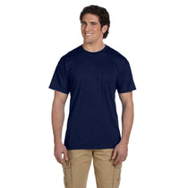Gildan Unisex Navy 5.5 oz. 50/50 Pocket T-Shirt