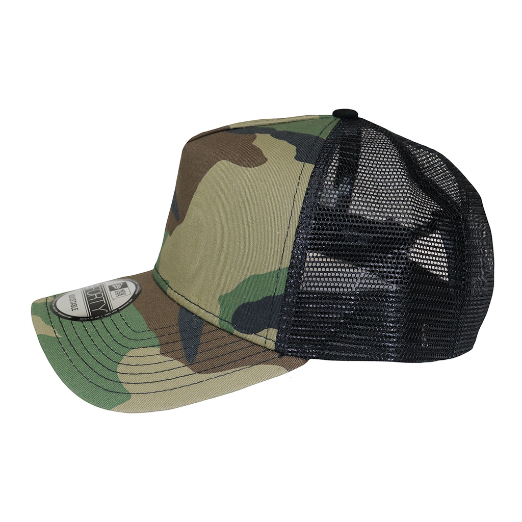 New Era Camo/Black Snapback Mesh Back Trucker Cap