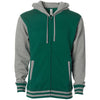 Independent Trading Co. Unisex Hunter Green/Gunmetal Heather Varsity Hooded Full-Zip Sweatshirt