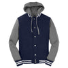 Sport-Tek Men's True Navy/Vintage Heather Insulated Letterman Jacket