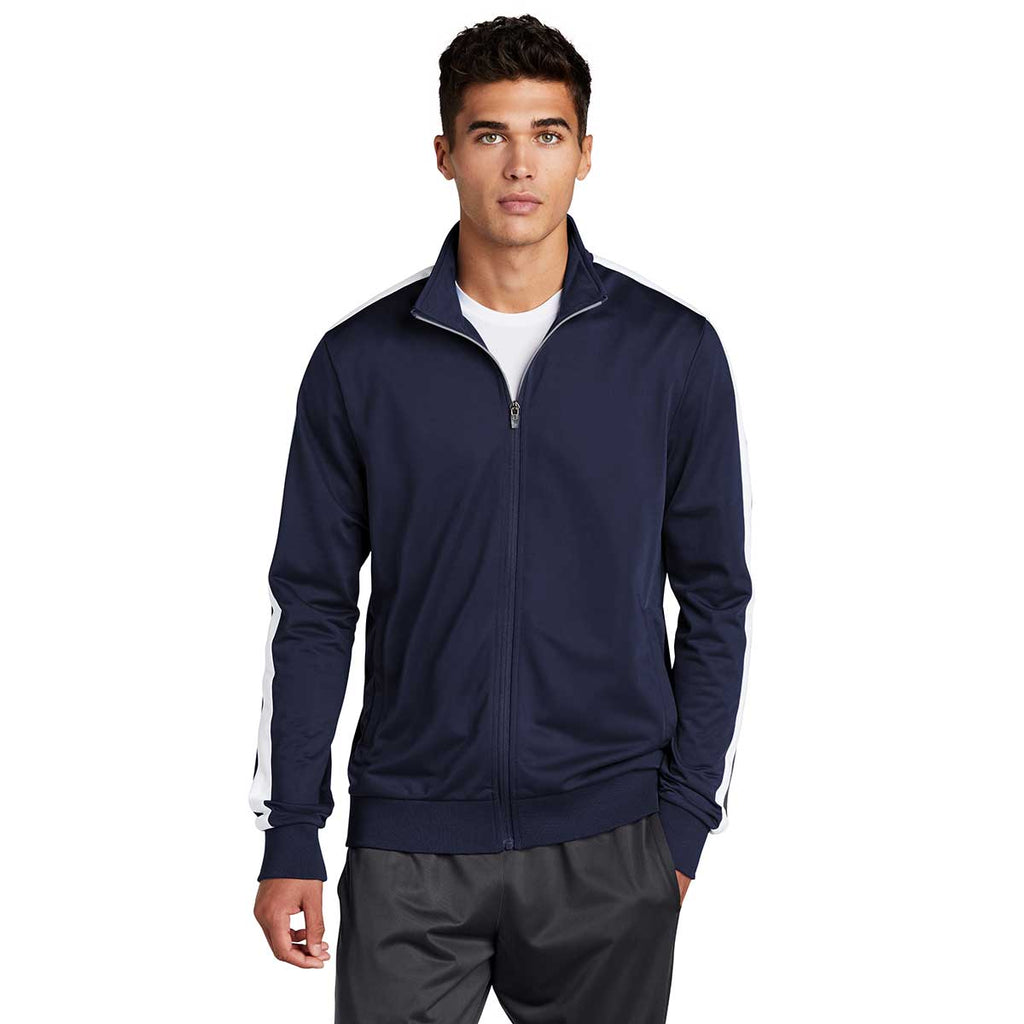 Sport-Tek Men's True Navy/White Tricot Track Jacket