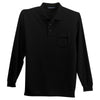 Port Authority Men's Black Long Sleeve Silk Touch Polo with Pocket