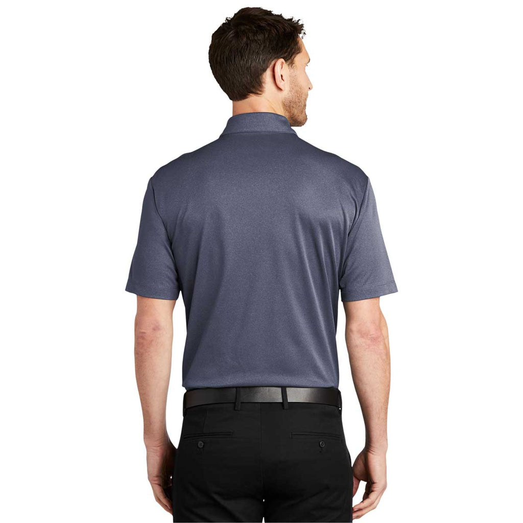 Port Authority Men's Navy Heather Heathered Silk Touch Performance Polo