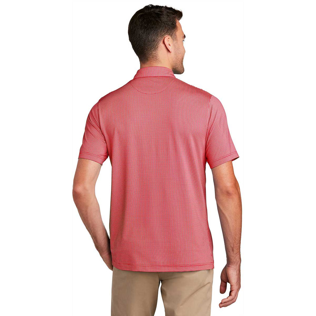 Port Authority Men's Rich Red/White Gingham Polo