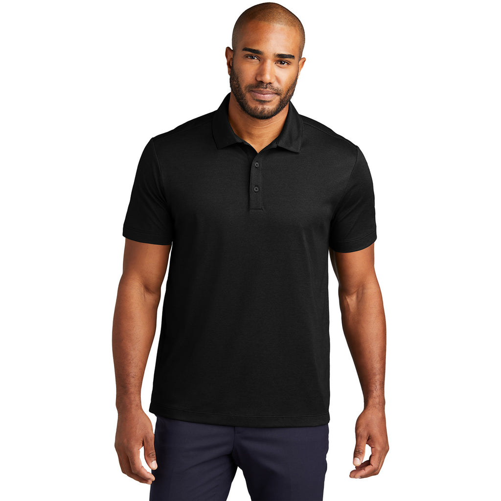 Port Authority Men's Black Heather Fine Pique Blend Polo