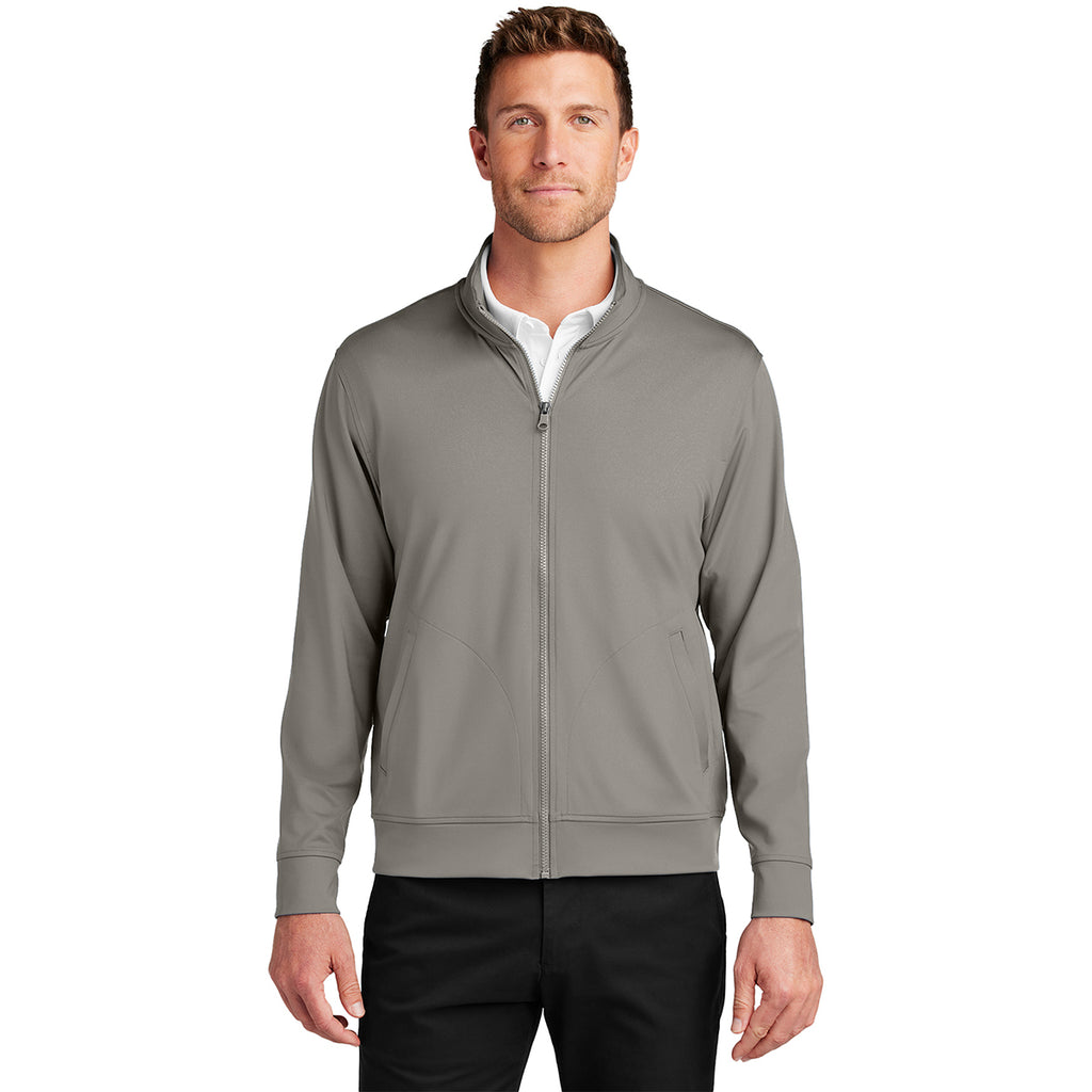 Port Authority Men's Smoke Grey C-FREE Double Knit Full-Zip