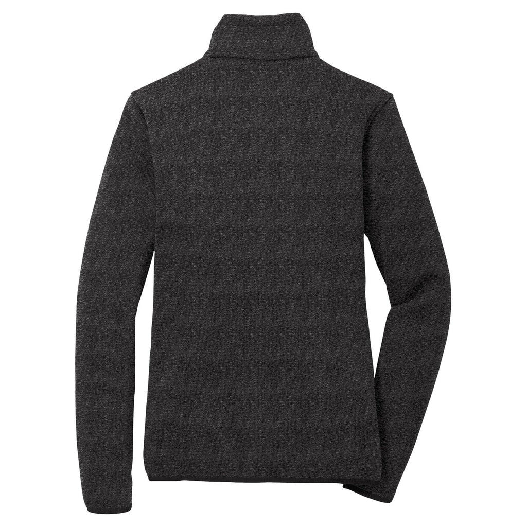 Port Authority Women's Black Heather Sweater Fleece Jacket