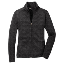 Port Authority Women's Black Heather Sweater Fleece Jacket