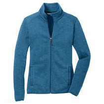 Port Authority Women's Medium Blue Heather Sweater Fleece Jacket