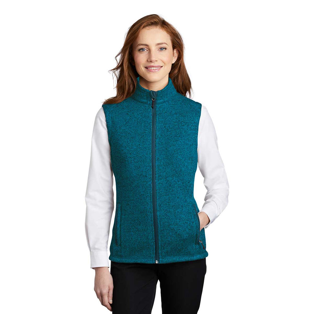 Port Authority Women's Medium Blue Heather Sweater Fleece Vest