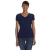 Fruit of the Loom Women's J Navy 5 oz. HD Cotton V-Neck T-Shirt