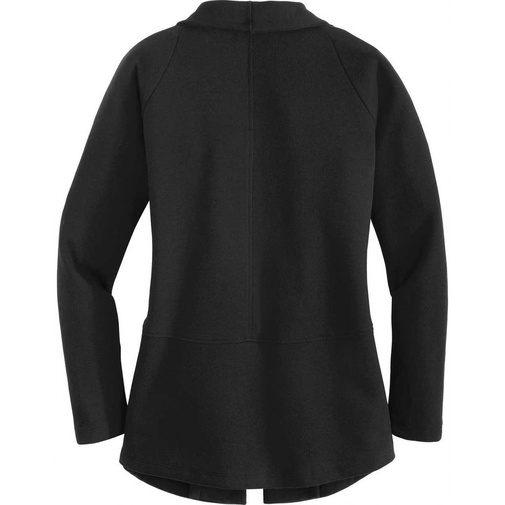 Port Authority Women's Deep Black/Charcoal Heather Interlock Cardigan