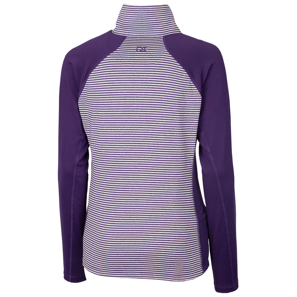 Cutter & Buck Women's College Purple Forge Tonal Stripe Half Zip