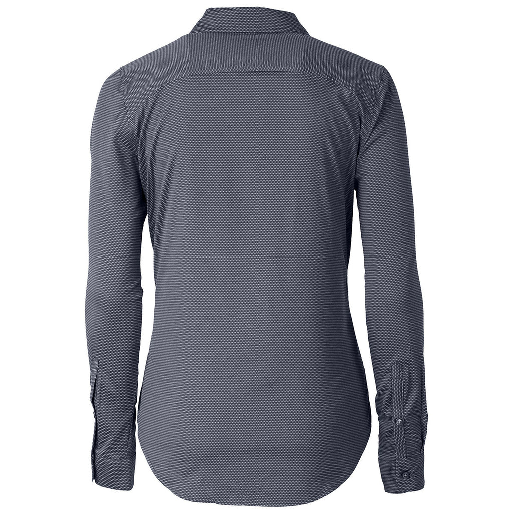 Cutter & Buck Women's Liberty Navy Versatech Geo Dobby Stretch Long Sleeve