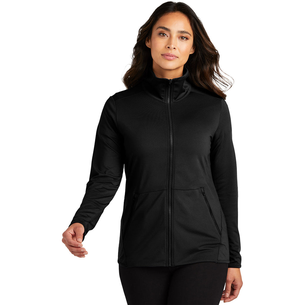 Port Authority Women's Black Accord Stretch Fleece Full-Zip