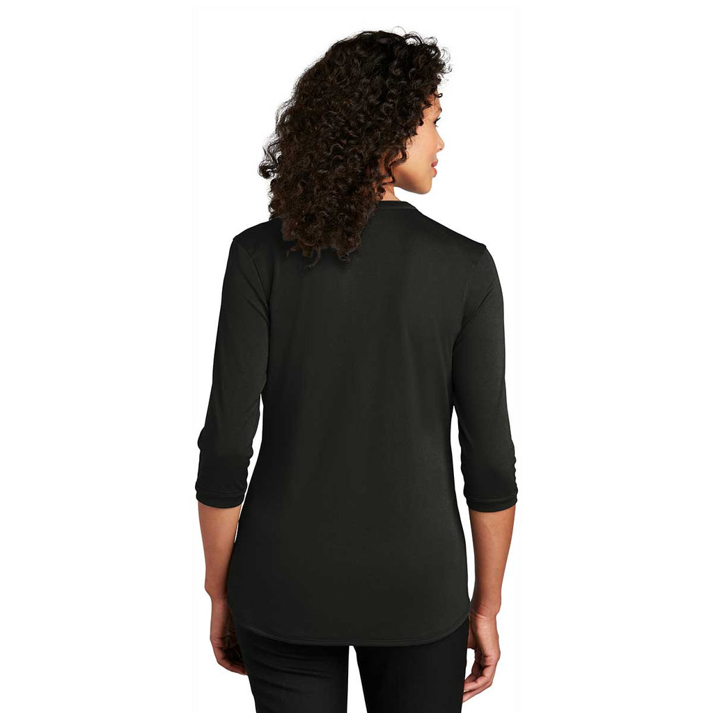 Port Authority Women's Black UV Choice Pique Henley