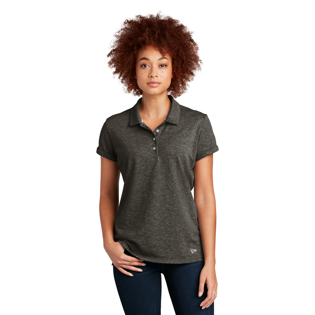 New Era Women's Black Twist Slub Polo