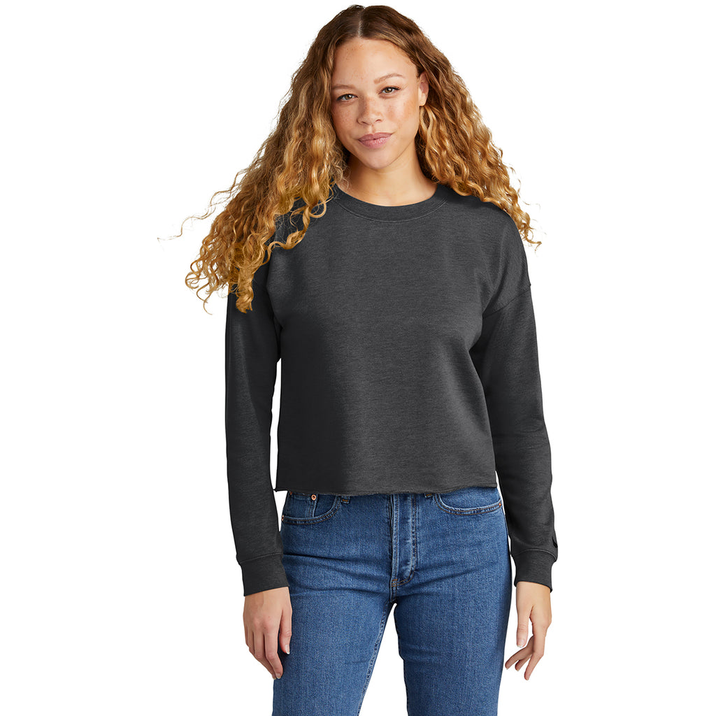 New Era Women's Black Heather Tri-Blend Fleece Crop Crew