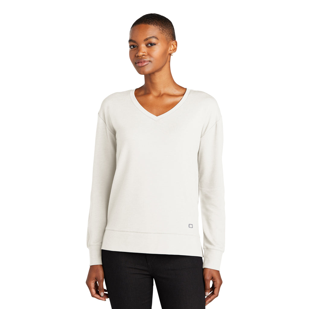 OGIO Women's Ivory Snow Luuma Flex Long Sleeve V-Neck