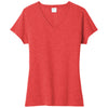 Port & Company Women's Bright Red Heather Tri-Blend V-Neck Tee