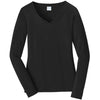 Port & Company Women's Jet Black Long Sleeve Fan Favorite V-Neck Tee