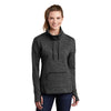 Sport-Tek Women's Black Heather Triumph Cowl Neck Pullover