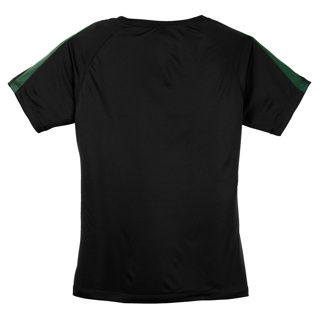 Sport-Tek Women's Black/Forest Green Colorblock PosiCharge Competitor Tee