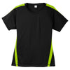 Sport-Tek Women's Black/Lime Shock Colorblock PosiCharge Competitor Tee