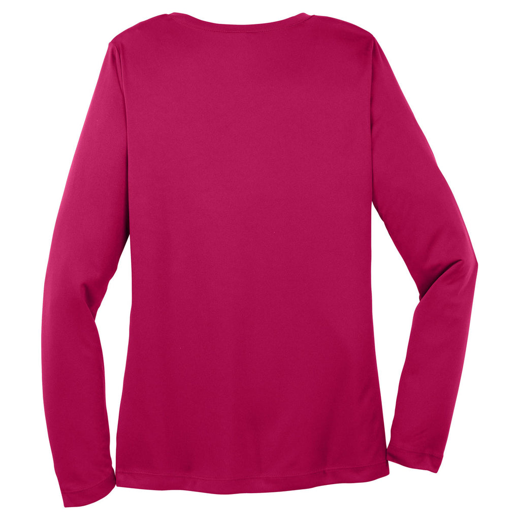 Sport-Tek Women's Pink Raspberry Long Sleeve PosiCharge Competitor V-Neck Tee