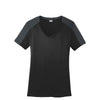 Sport-Tek Women's Black/ Iron Grey PosiCharge Competitor Sleeve-Blocked V-Neck Tee