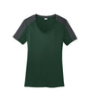 Sport-Tek Women's Forest Green/ Iron Grey PosiCharge Competitor Sleeve-Blocked V-Neck Tee