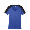 Sport-Tek Women's True Royal/ Black PosiCharge Competitor Sleeve-Blocked V-Neck Tee