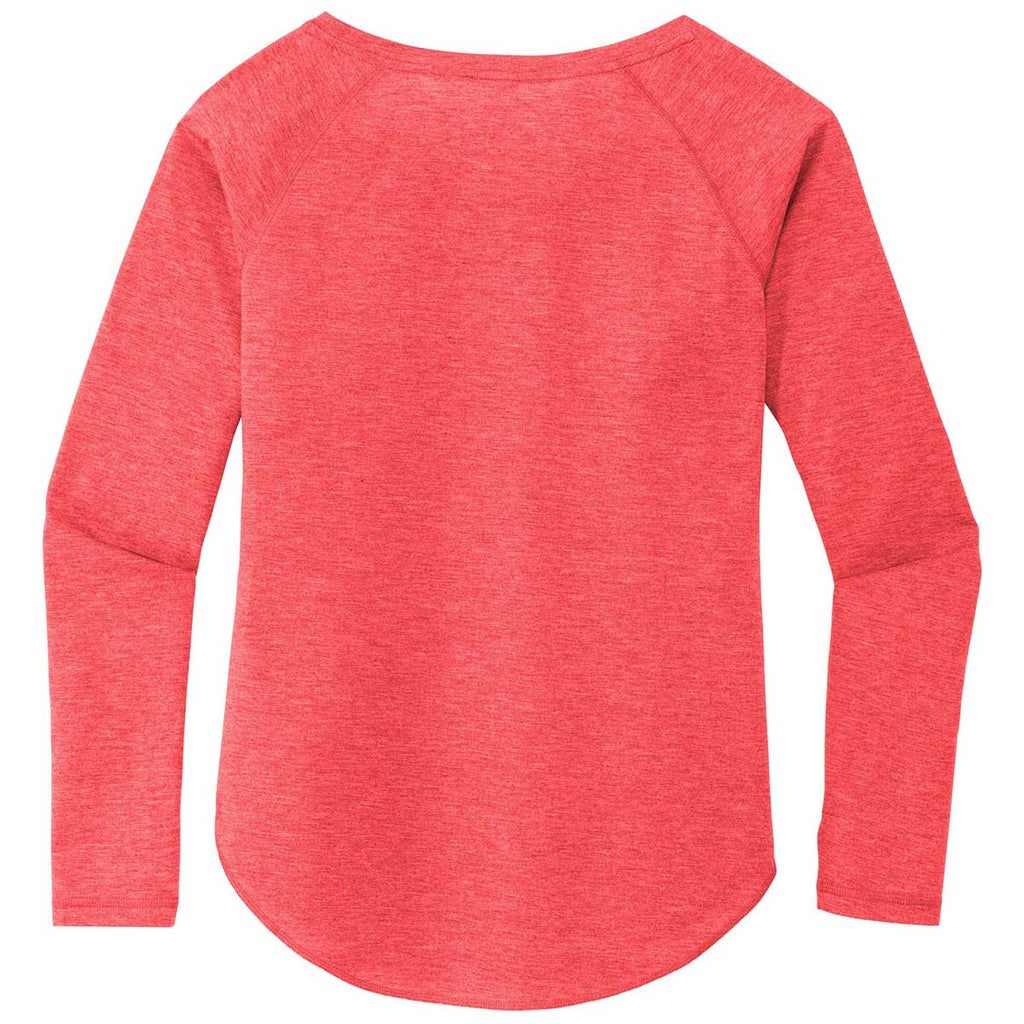 Sport-Tek Women's True Red Heather PosiCharge Long Sleeve Tri-Blend Wicking Scoop Neck Raglan Tee